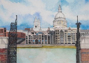 St Pauls and the gates of Shakespeare's Globe theatre